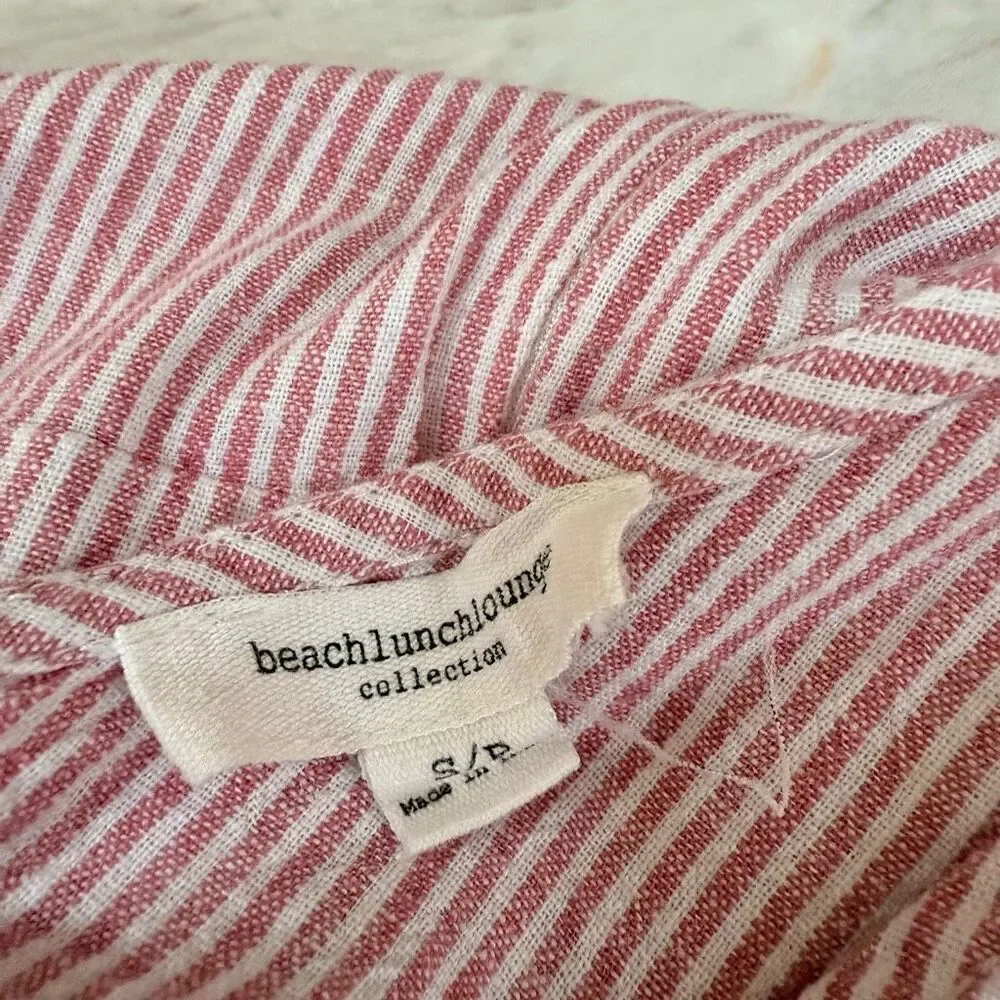 BEACHLUNCHLOUNGE Lennon Tie Waist Linen/Cotton Jumpsuit oversized wide leg sz S